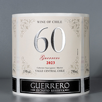 Etiquetas Adhesivas Personalizadas para Botellas de Vino, Holográficas, con Estampado en Dorado, Relieve, Reutilizables, Impermeables y Ecológicas