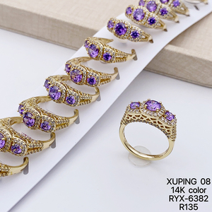<span class=keywords><strong>Anello</strong></span> Moda XUPING Placcato Oro 14K con Zirconia Cubica Sintetica, Pietra Singola <span class=keywords><strong>Viola</strong></span> Blu per Donna - Product Image 1