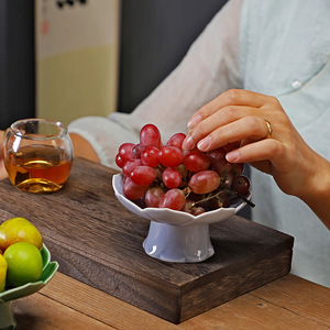 Assiette à fruits en céramique japonaise en forme de fleur avec support, nouveau style chinois, vaisselle pour cérémonie du thé, origine Dehua - Product Image 4