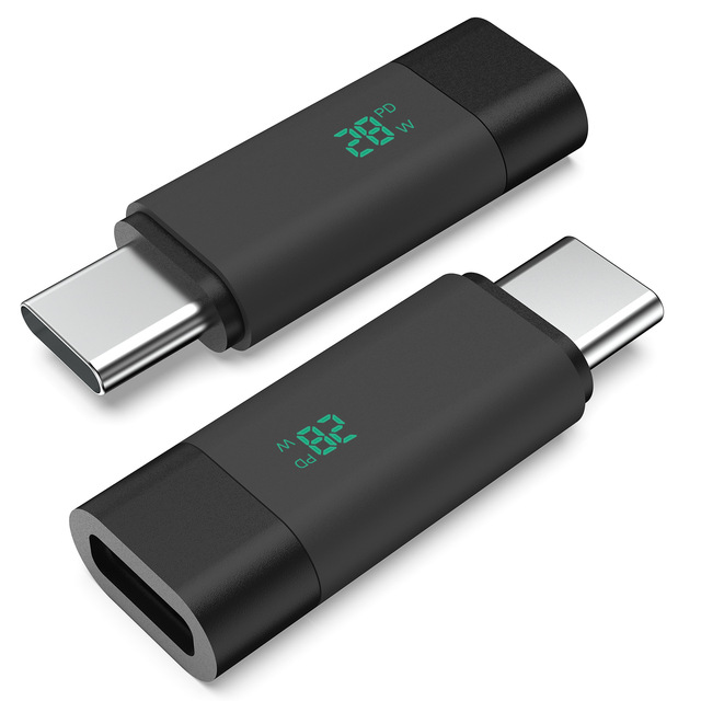 Digital Power Display Visible Detecting Fast Charging USB-C Type C Male to Female Type C Adapter Converter