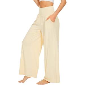 Pantalones de Pijama de Viscosa de Bambú para Mujer, Estilo Palazzo de Pierna Ancha, para Yoga y Descanso, con Bolsillos, Tallas S a XXL - Product Image 5