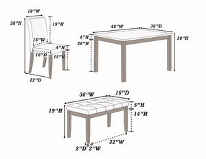 5 Piece Modern Wood Dining <b>Set</b> with Adjustable Comfortable Chairs <b>and</b> <b>Bench</b> for Hotel & Apartment Use - Product Image 2