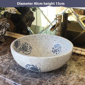 Bassin unique de style rétro européen Jingdezhen Home Art Comptoir rond en céramique artisanale Design moderne en pierre Lavabo - Product Image 3