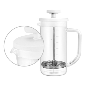 Stampa francese caffè pentola 350ml pistone, su ordinazione di plastica bianca di campeggio di viaggio di vetro classico per tè e caffè stampa francese - Product Image 3