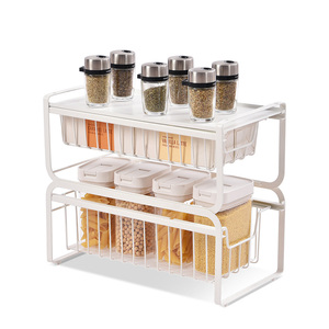Standing Metal Wire Spice Rack Drawer Organizer Multifunction Spice Shelves Cabinet Basket Seasoning Rack Spice Rack
