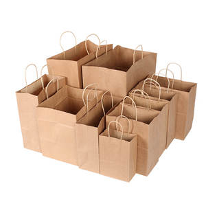 Bolsa de papel Kraft con asa retorcida y logotipo personalizado reciclado barato para llevar - Product Image 1