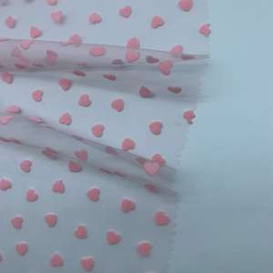 Tela de encaje de malla de tul de punto flocado con corazón de amor rosa de nailon 100% para vestido de fiesta de baile de niña tutú y decoración de boda - Product Image 4