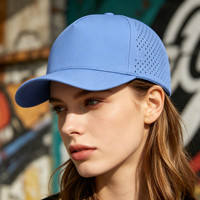 Gorra de poliéster perforada con láser, de secado rápido, con logotipo personalizado bordado, transpirable, ajustable, para deportes, correr, béisbol.