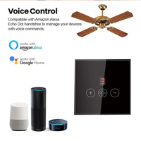 Interrupteur de ventilateur intelligent Wi-Fi Glomarket Tuya, norme européenne, en verre, tactile, mural, sans fil, avec télécommande via application, interrupteur de ventilateur électrique intelligent tactile