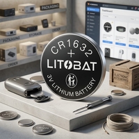 Pile bouton au lithium Litobat 3V CR2032/CR2016/CR1220/CR1632/CR2450 pour télécommandes, outils électriques et jouets