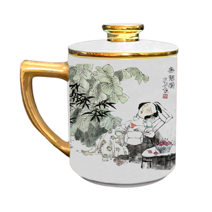 Tasse à eau en céramique blanche avec motifs sculptés à la main, idéale pour les hôtels, les familles, les villas, les restaurants - Product Image 5