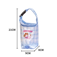 Sac de transport pour bouteille, design mignon, housse de tasse portable à motif de dessin animé, anti-chute, motif animalier à carreaux, support de tasse d'eau à emporter