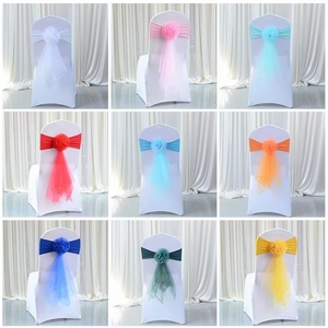 Lazos para Sillas al por Mayor, Decoració<span class=keywords><strong>n</strong></span> para Bodas, Lazos de Spandex, Lazos de Mariposa, Lazos para Cubiertas de Sillas Azul Marino - Product Image 5