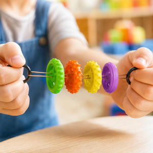 Juguete Sensorial de Silicona con Cuerda para Jalar Issili |   Trompo Sensorial Multitexturizado |   Giroscopio Calmante Educativo y para el Alivio del Estrés - Product Image 4