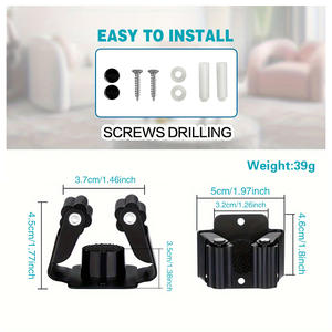 Suporte de Parede Multiuso com Parafusos Preto Fosco Organizador de Ferramentas de Jardim para Rastelo e Pá Vassoura e Esfregão - Product Image 2