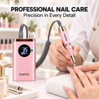 Ponceuse à ongles électrique professionnelle HOWYEA, forte, 30000 tr/min, rechargeable, avec brosse en carbone, rose