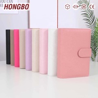 Hongbo Best Seller Classeur en cuir A6, couverture grainée 43 couleurs, anneaux dorés 30 mm, papeterie/bureau économique, cadeau, feuilles mobiles, sans MOQ