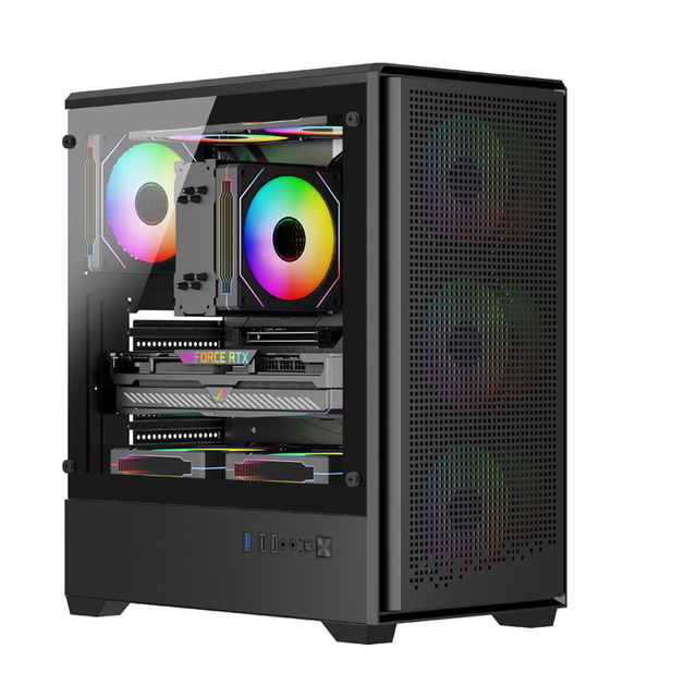 Wanmisle Mid Tower MicroATX Gaming PC Case Side Panel Window Metal Construction Power Supply Gamer Computer Cabinet PC Chassis