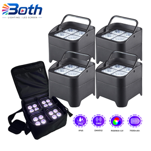 4pcs with bag IP65 Waterproof Outdoor LED Uplight 4x18W RGBWA UV Battery Wireless DMX Par Light for Wedding Party - Product Image 1