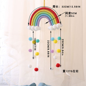 Decorazione da Parete in Macramè Arcobaleno 100% Fatto a Mano in Cotone Intrecciato, Disponibile in Pronta Consegna - Product Image 6