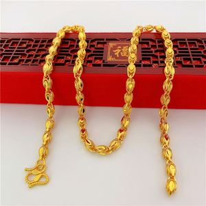 สร้อยคอแฟชั่นดีไซน์ทันสมัยชุบทอง 24K แบบยูนิเซ็กซ์จากดูไบ ลายแกะสลักรูปเมล็ดแตงโม รูปทรงหยดน้ำ  งานเลียนแบบเครื่องประดับไทย - Product Image 5