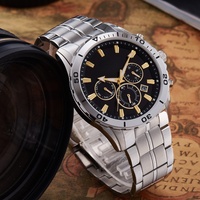 Montre Homme Sportive Multifonction Chronographe en Acier Inoxydable Style Affaires Tendance avec Fenêtre Calendrier et Découpes Sectorielles Uniques