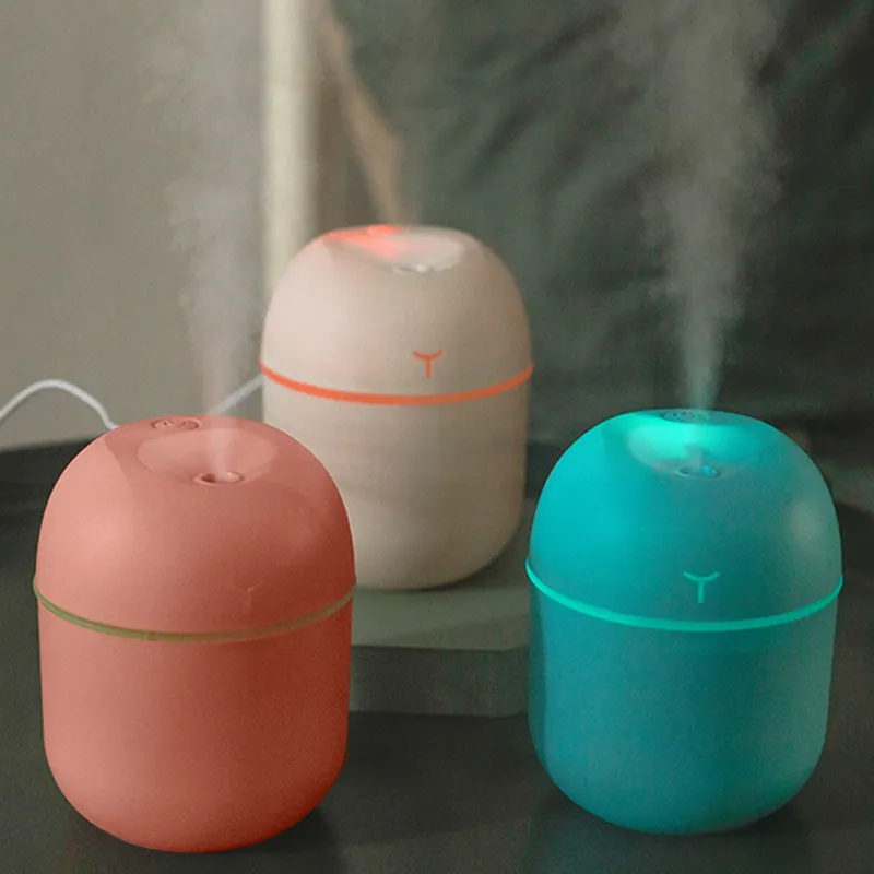 Mini humidificador portátil de 220ml, luces coloridas, humidificador de aire para el hogar de escritorio Usb