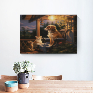 Chenistory diamant peinture <span class=keywords><strong>maison</strong></span> <span class=keywords><strong>point</strong></span> <span class=keywords><strong>de</strong></span> <span class=keywords><strong>croix</strong></span> broderie Art paysage plein rond chien chat photo à <span class=keywords><strong>la</strong></span> main bricolage cadeau - Product Image 4