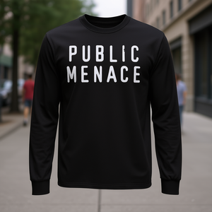 Camiseta de manga larga Public Menace con diseño de eslogan llamativo - Product Image 3