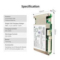 48V 15S 50A Ion de litio LiFePO4 Paquete de batería Controlador 50A/100A LFP 40mA Equilibrador de corriente CAN Comunicación BMS Placa PCBA
