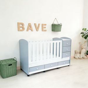 Set <span class=keywords><strong>Lettino</strong></span> Multifunzionale 3-in-1 JINS per Bambini <span class=keywords><strong>con</strong></span> <span class=keywords><strong>Cassetti</strong></span>, Comoda Culla in Legno per Neonati e Bambini, Uso Domestico e Alberghiero - Product Image 2