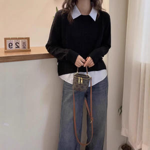 Suéter <span class=keywords><strong>de</strong></span> invierno <span class=keywords><strong>de</strong></span> punto Retro Para Mujer con estilo <span class=keywords><strong>de</strong></span> la Academia Coreana roja Costura retorcida Nuevo logotipo en la parte delantera - Product Image 3