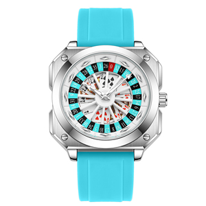 Men's Poker Style Quartz Watch Rubber Strap Casino Dial <b>Playing</b> <b>Cards</b> Design Fashion Wristwatch - Product Image 4