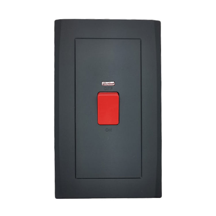 British Standard New Design Wall Switches Black Color Cooker Unit Wall Light Switch and Socket 45A Socket Ouelet for Home