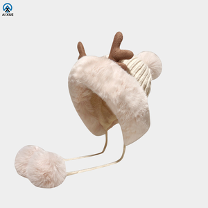 <span class=keywords><strong>Bonnet</strong></span> à oreillettes doublé polaire pour <span class=keywords><strong>femme</strong></span>-<span class=keywords><strong>Bonnet</strong></span> en tricot d'hiver chaud avec pompons, <span class=keywords><strong>bonnet</strong></span> de protection des oreilles doux pour les jours froids, mignon - Product Image 6