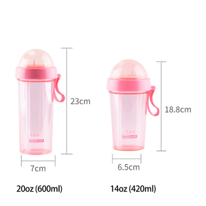 Botella de <span class=keywords><strong>agua</strong></span> de doble uso de 420ml/600ml, vaso dividido de dos lados, botella transparente con doble pajita - Product Image 2