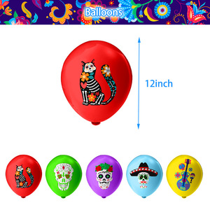 Decoraciones para la fiesta del Día de Muertos DAMAI, globos con calaveras, pancarta colorida, juego de adornos para pasteles - Product Image 4