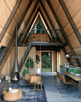 Casas Pequeñas Modernas Listas para Enviar Kit Prefabricado de Lujo con Estructura de Acero en Forma de A Casa Triangular Prefabricada