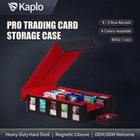 Kotak Penyimpanan Kartu Perdagangan Multi-Baris Kaplo PU Leather, Organizer Deck Berlapis Felt 4/5-Baris dengan Jendela Display untuk Kartu TCG & CCG