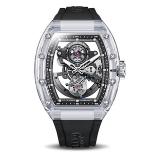 BG7001 Men Tourbillon <b>Watch</b> Automatic Mechanical Wristwatch Acrylic Tonneau Case Rubber Strap <b>Watches</b> for Men - Product Image 3