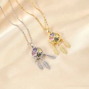 [Gorgeousxx] Collar con Colgante de Trébol de la Suerte Único, Cadena de Acero de Titanio para Mujer, Joyería con Atrapasueños - Product Image 6