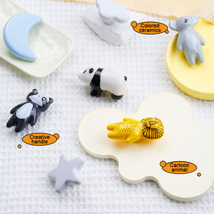 مقابض درج سيراميك نصف قمر نجمة سحابة شكل حيوان كارتون لطيف خزانة بورسلين باب أثاث يسحب للأطفال - Product Image 4