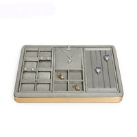 Meiman Accessoires de présentation de bijoux haut de gamme personnalisés Bague Collier Bracelet Boucle d'oreille Ensemble Plateau de présentation de stockage en velours gris