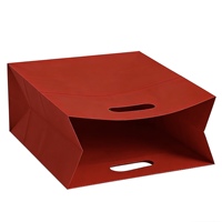 Anpassbare Festliche Leuchtend Rote Flachboden-Kraftpapiertüten mit Gestanzten Griffen, Ideal für den Einzelhandel