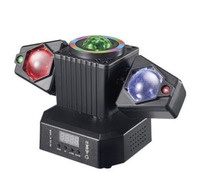 Roue à vent et à feu à double tête 6pcs lasers à œil d'abeille mobiles + bandes secouant la tête projecteur laser animé couleur 100W LED spot