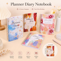 Carnet de planification quotidienne A5 avec logo personnalisé, reliure spirale double, couverture aquarelle, 4 designs, journal, cadeau, papeterie