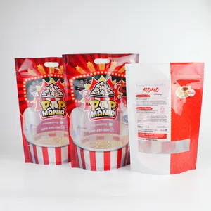 Verschillende Ontwerp Glossy Custom Print Clear Food Verpakking Plastic Stand Up Rits Bag Voor Popcorn/Knoedel