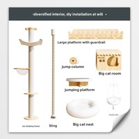 Cage pour chat d'intérieur très grande avec fermeture à bouton Villa pour chat en bois massif avec support d'escalade à espace libre et nid de chat intégré