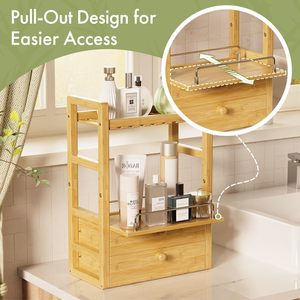 Bamboo Multi-tier Storage <b>Rack</b> 4 Layers With Drawers Desktop <b>Kitchen</b> Organizer Minimalist Style Standing Type - Product Image 3