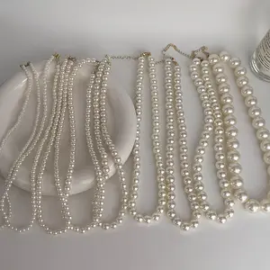 Wholesale 6/7/8/9/12/14mm Elegant Pearl Chain Necklace Jewelry Freshwater Pearl Choker Pendant Vintage Necklace For Women